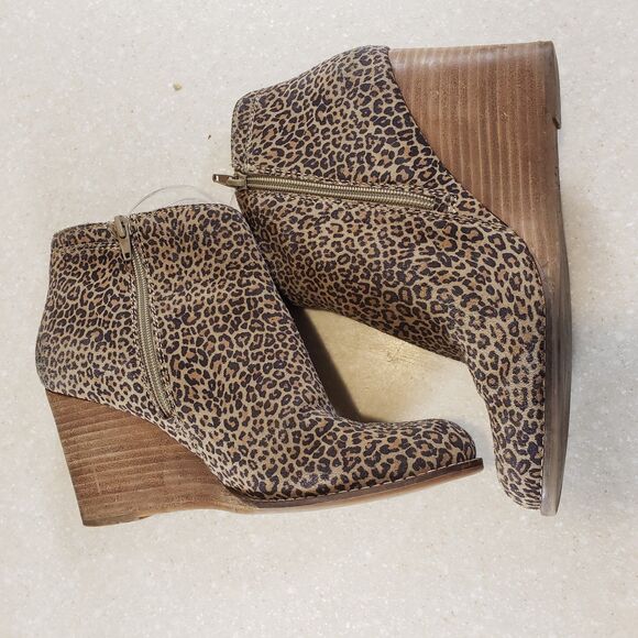 Lucky Brand Yewani Leopard Print Suede Wedge Booties Women’s 9M - Picture 5 of 7